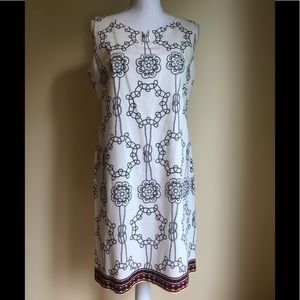 London Times White Print Sleeveless Dress Size 12